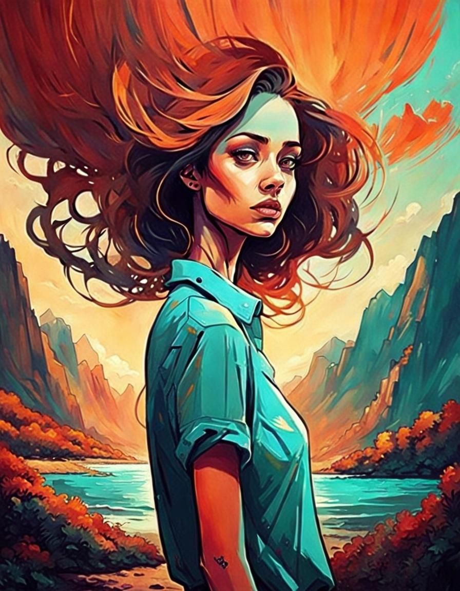 Dreamlike Portrait of a Woman in Surreal Style