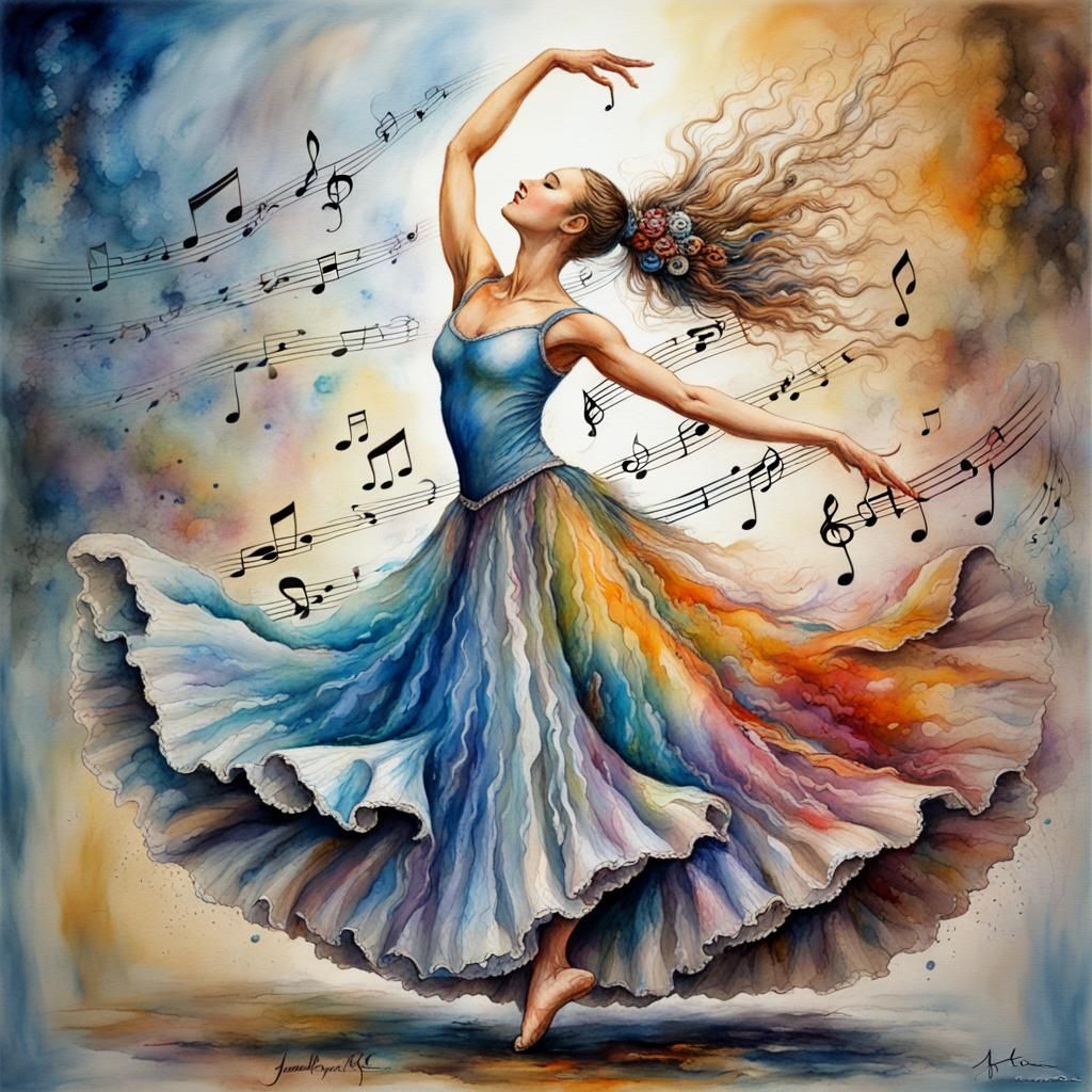 Ballerina's Dance: An Aquarelle Masterpiece