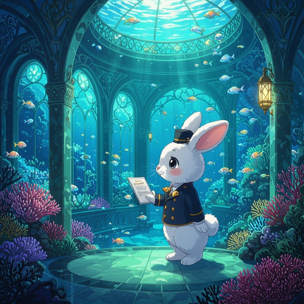 Bunny Bellhop Checks Into Lavish Underwater Hotel