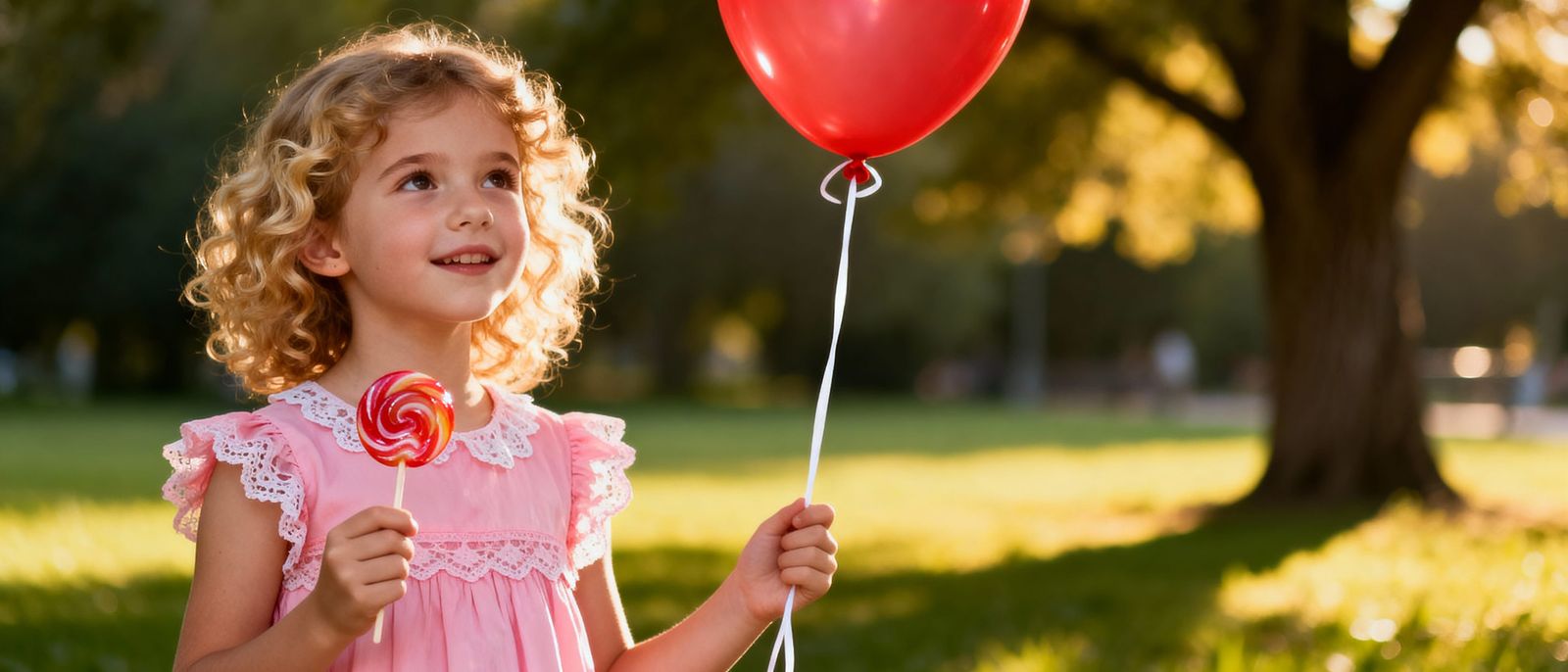 Photorealistic Little Girl With Lollipop and Balloon