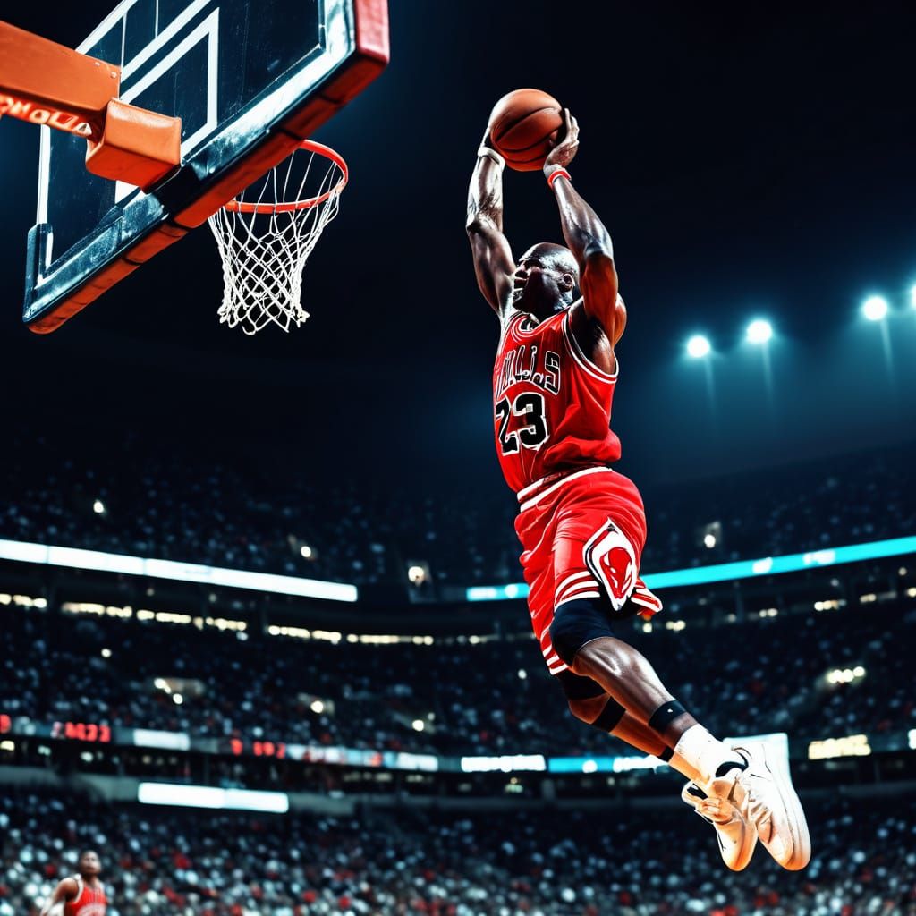 Michael Jordan Dunk: Sports Photography in 8k