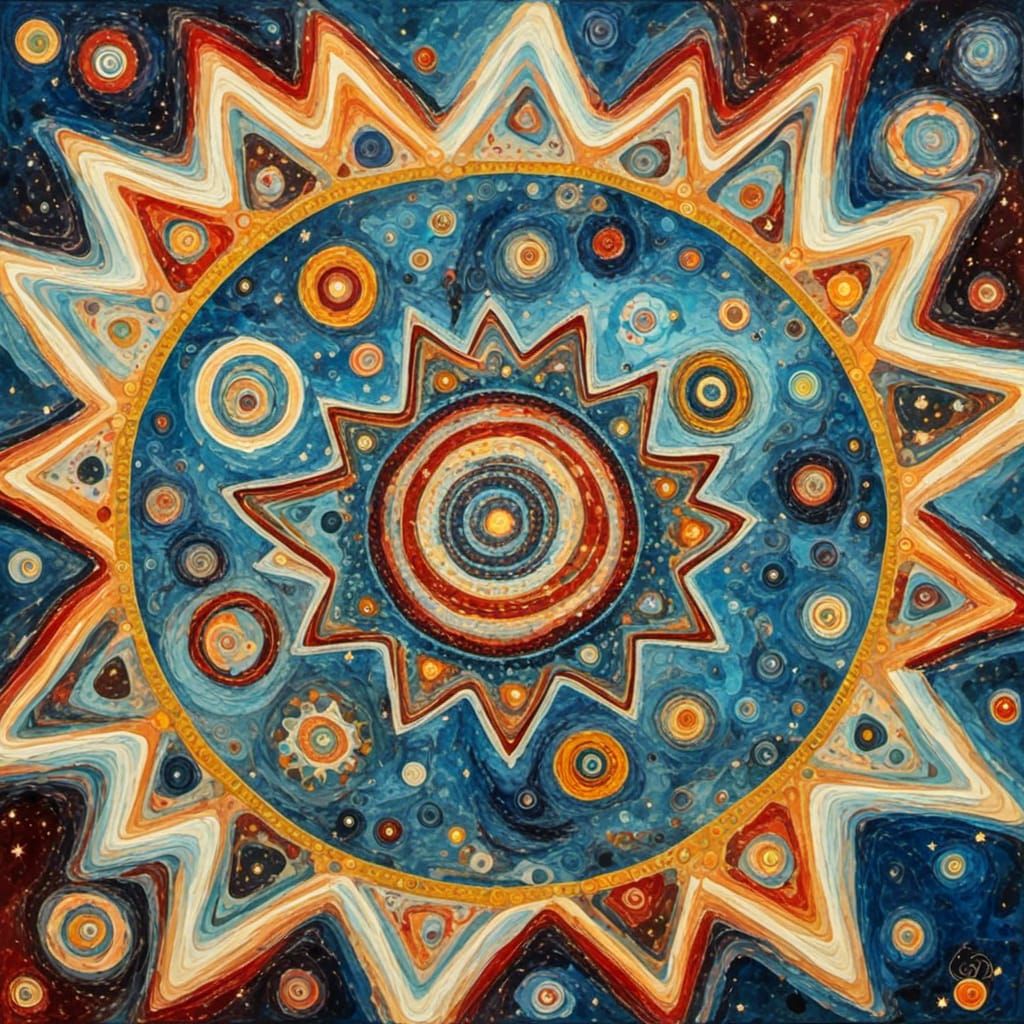 Abstract Stars and Spirals in Avant-Garde Style