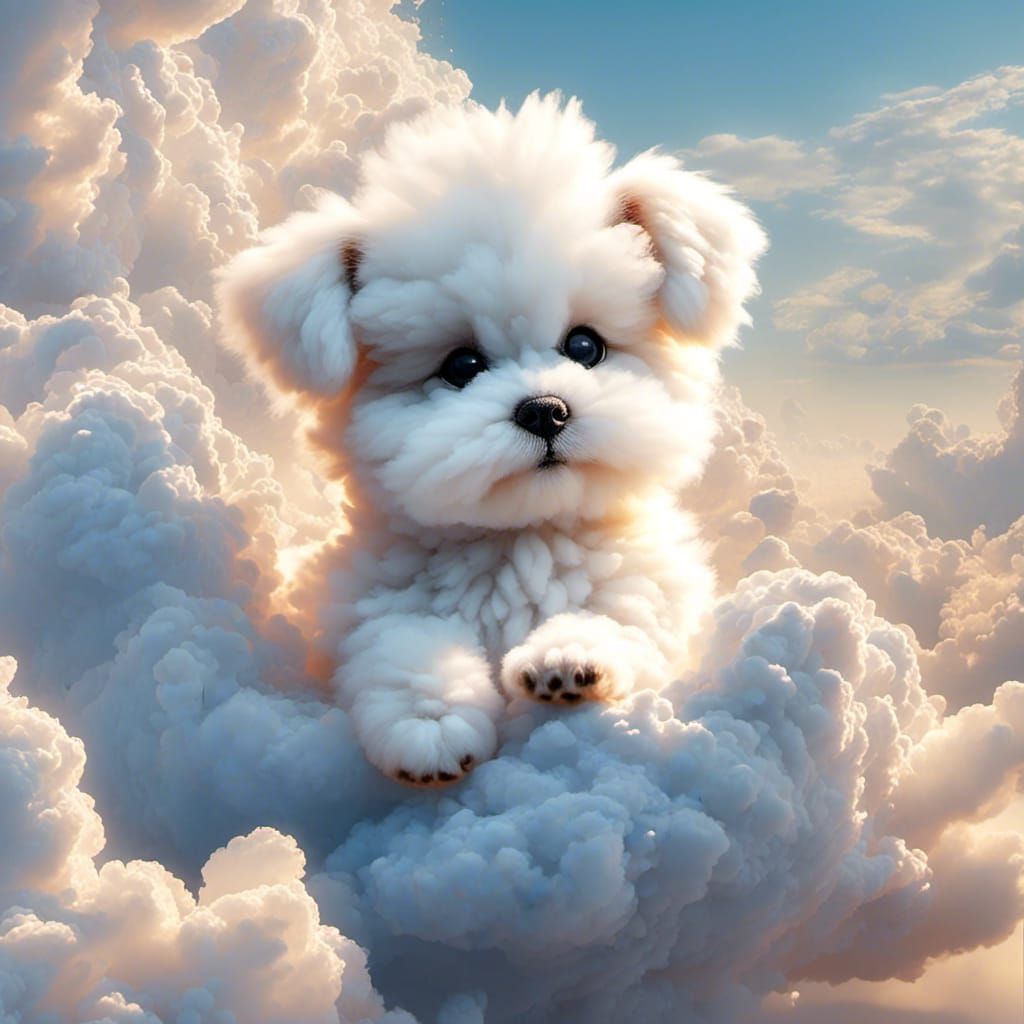 Cute Puppy Cloud Animal in Dreamy Style