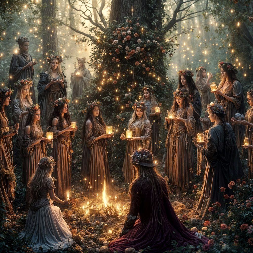 Magical Forest Ritual with Witches and Warlocks