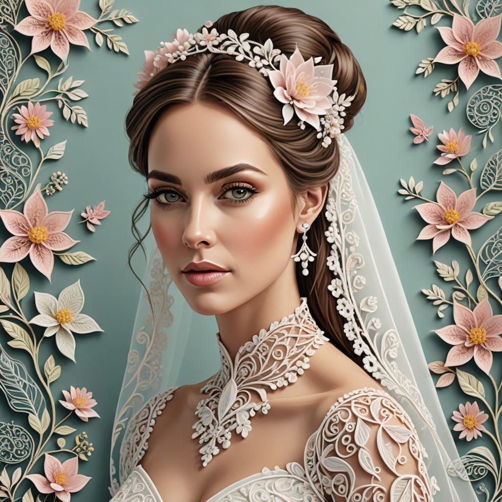 Wedding Bride in Vibrant Fractal Patterns