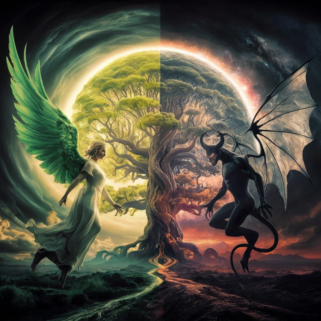 Celestial Tree of Life: Angel and Demon