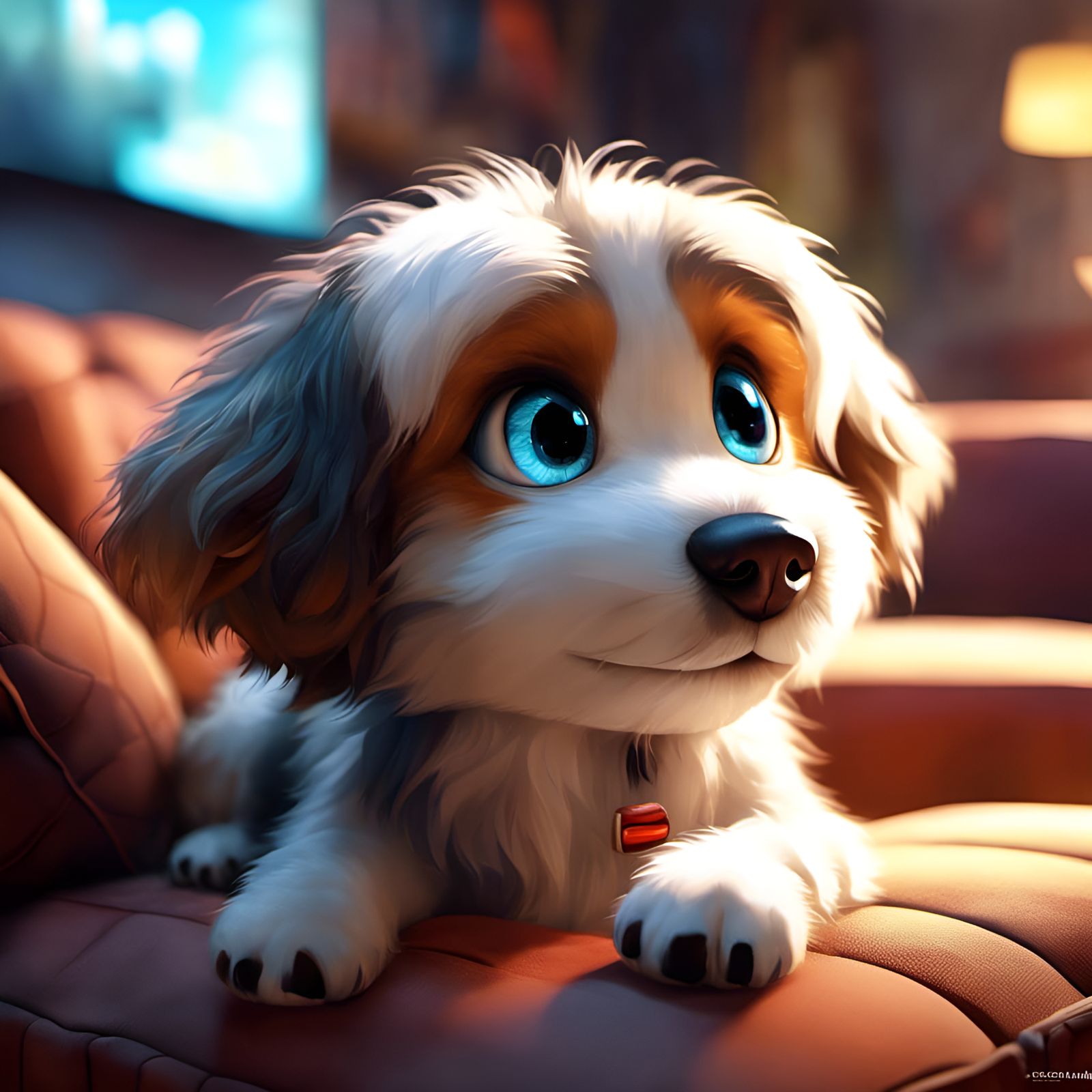 Chibi Dog Playing Video Games, Detailed 3D Art