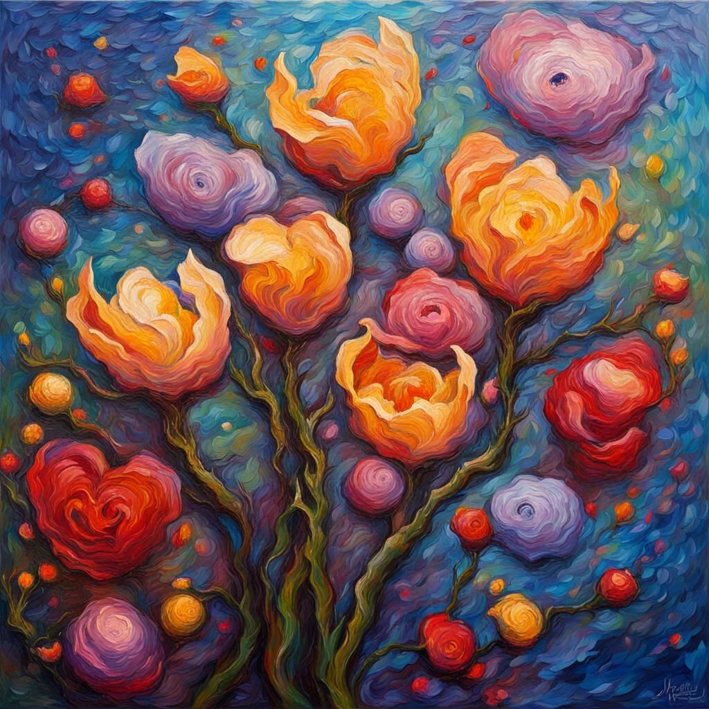 Expressionist Painting of Rebirth, Love and Passion
