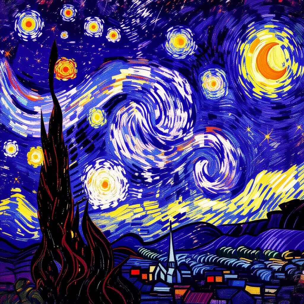 Ethereal Night Sky with Shooting Stars