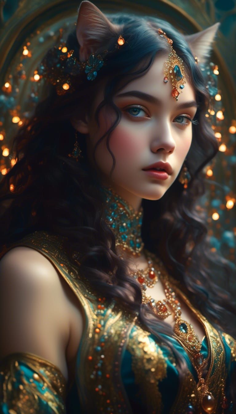 Lynx Goddess Portrait in Detailed Digital Painting