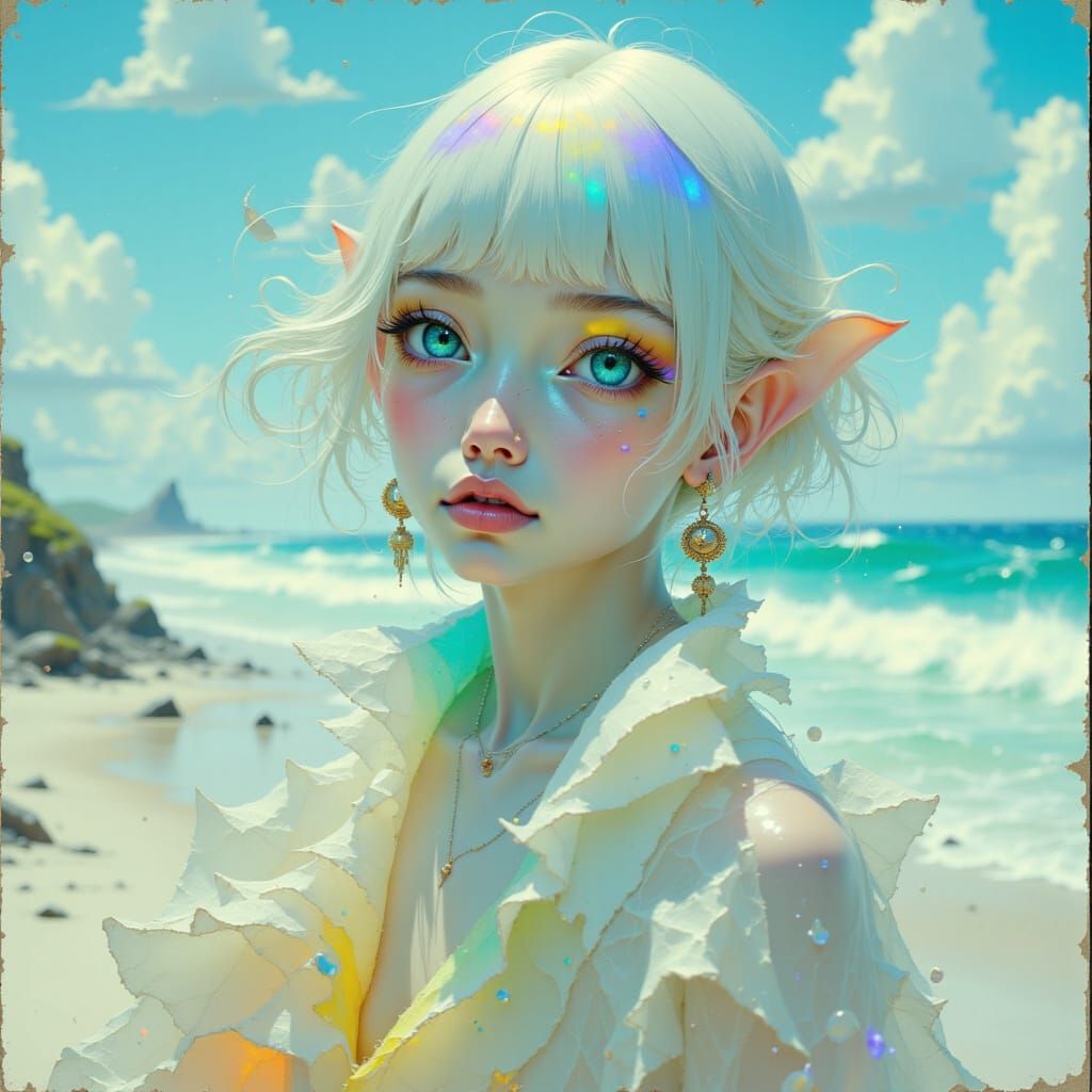 Ethereal Alien Woman with Rainbow Shimmer, Photorealistic St...