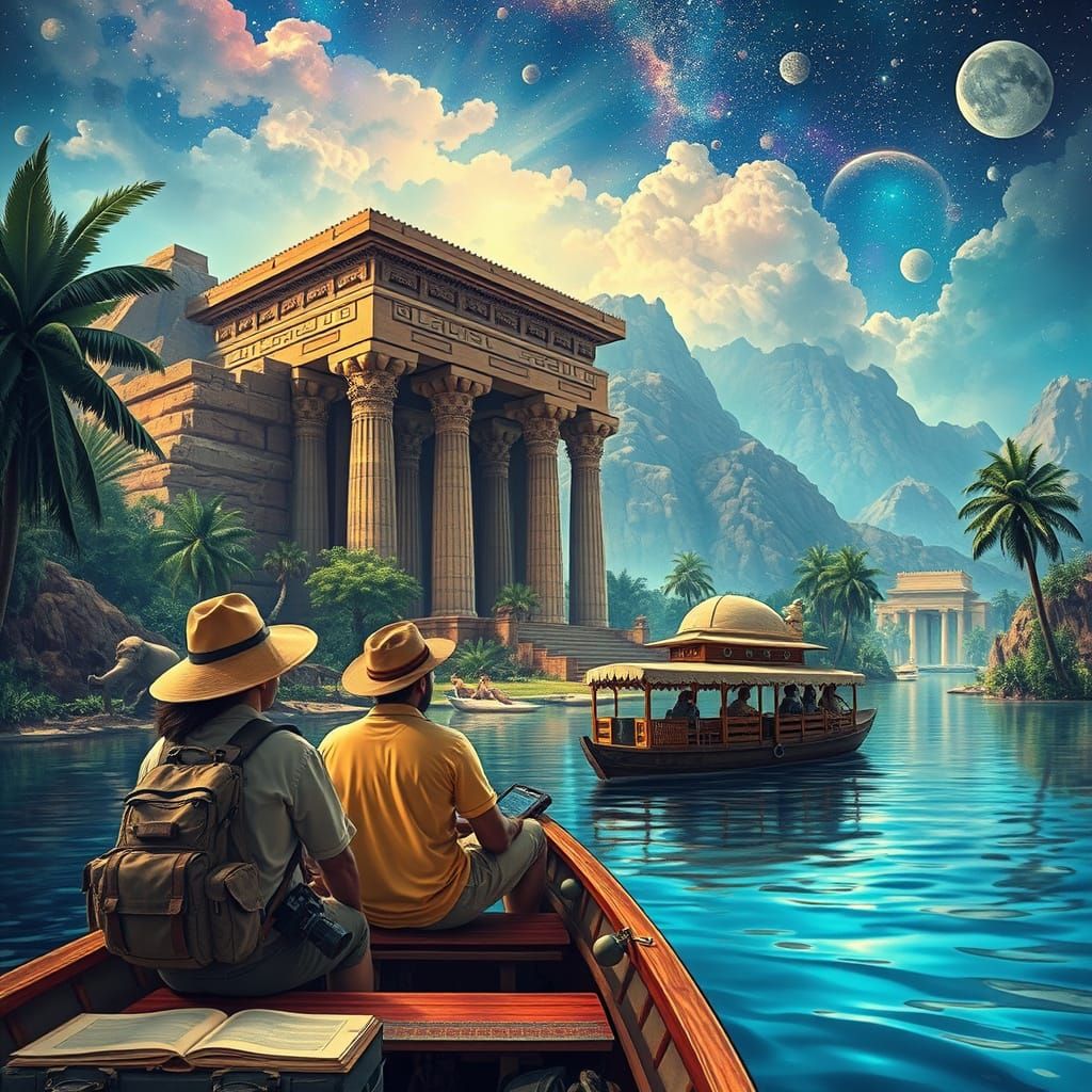 Nile River Cruise: Holographic Astral Illustration
