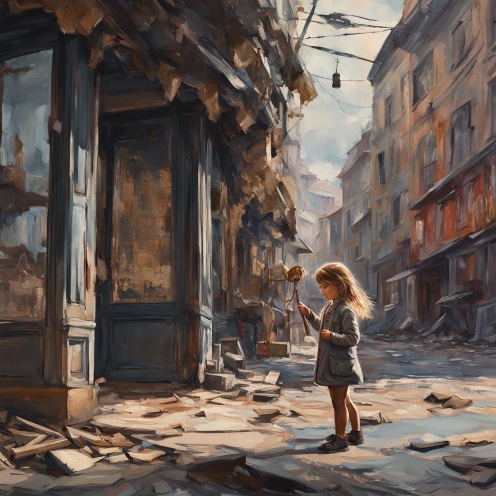 Girl's Reflection in Post-Apocalyptic Storefront