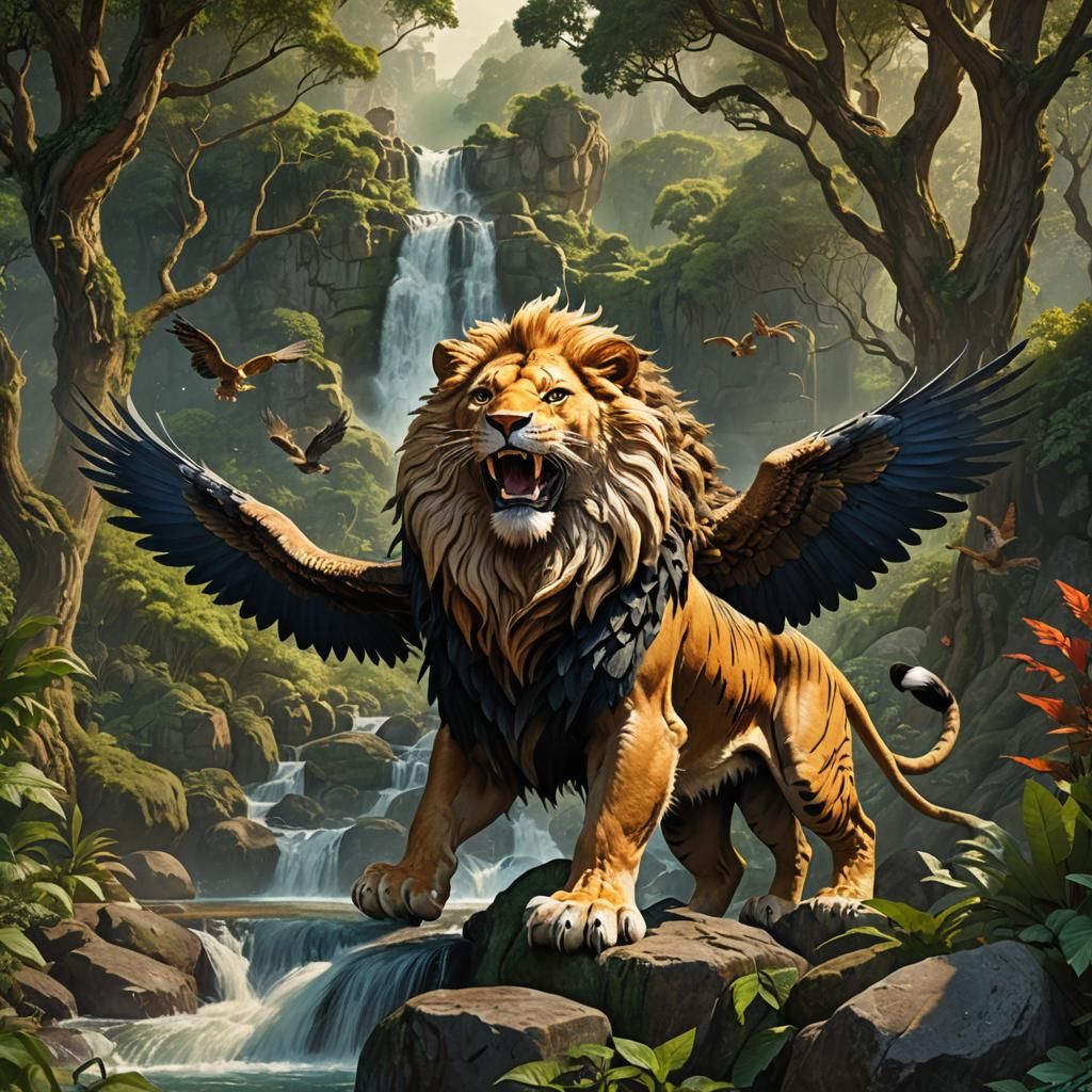 Combination of three creatures into one hybrid animal, 
Head...