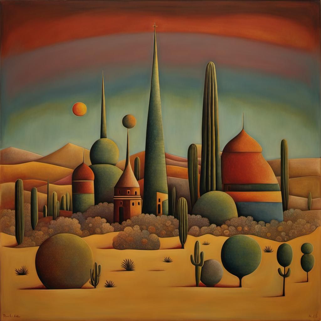 Encaustic Desert Landscape Inspired by Abstract Art