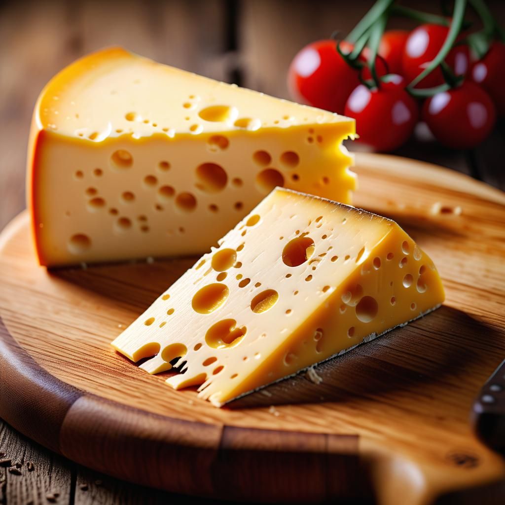 Golden Cheese Wedge Still Life, Macro Photography