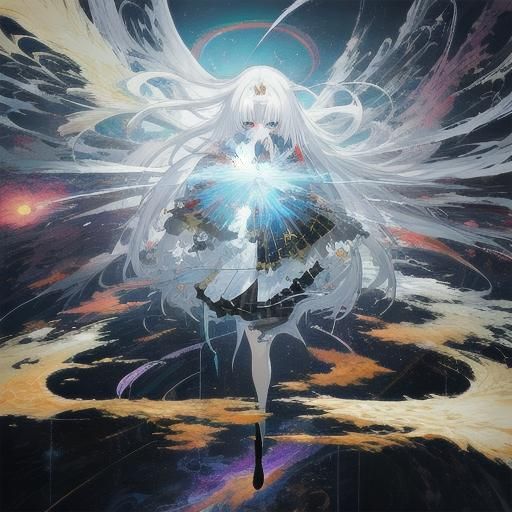 anime girl school uniform  white hair  with huge beautiful eyes,  Meaningful Visual Art, Detailed Painting, Digital Illu...