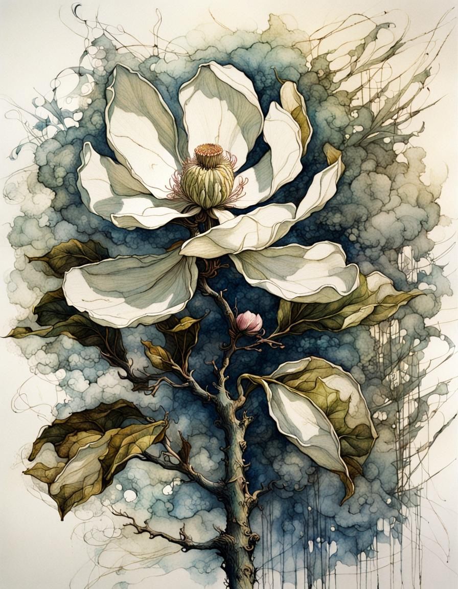 Medieval Magnolia Blossom in Romantic Style