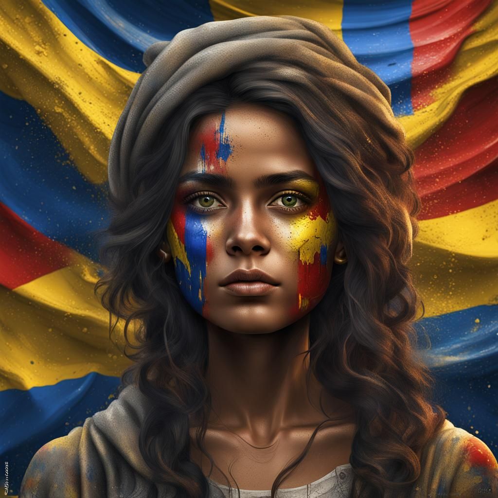 Ethereal Colombiana in Street Art Style