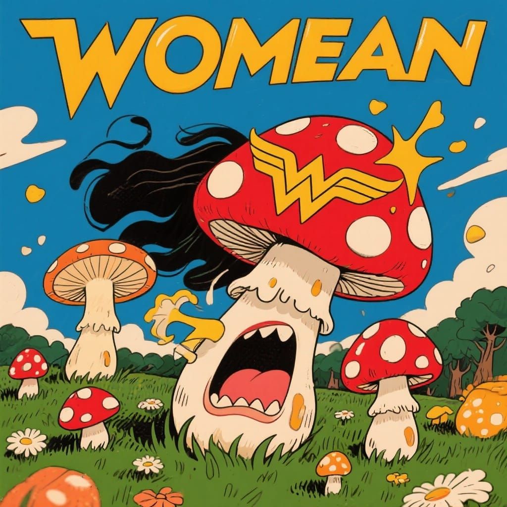 Wonder Woman With Psychedelic Mushrooms