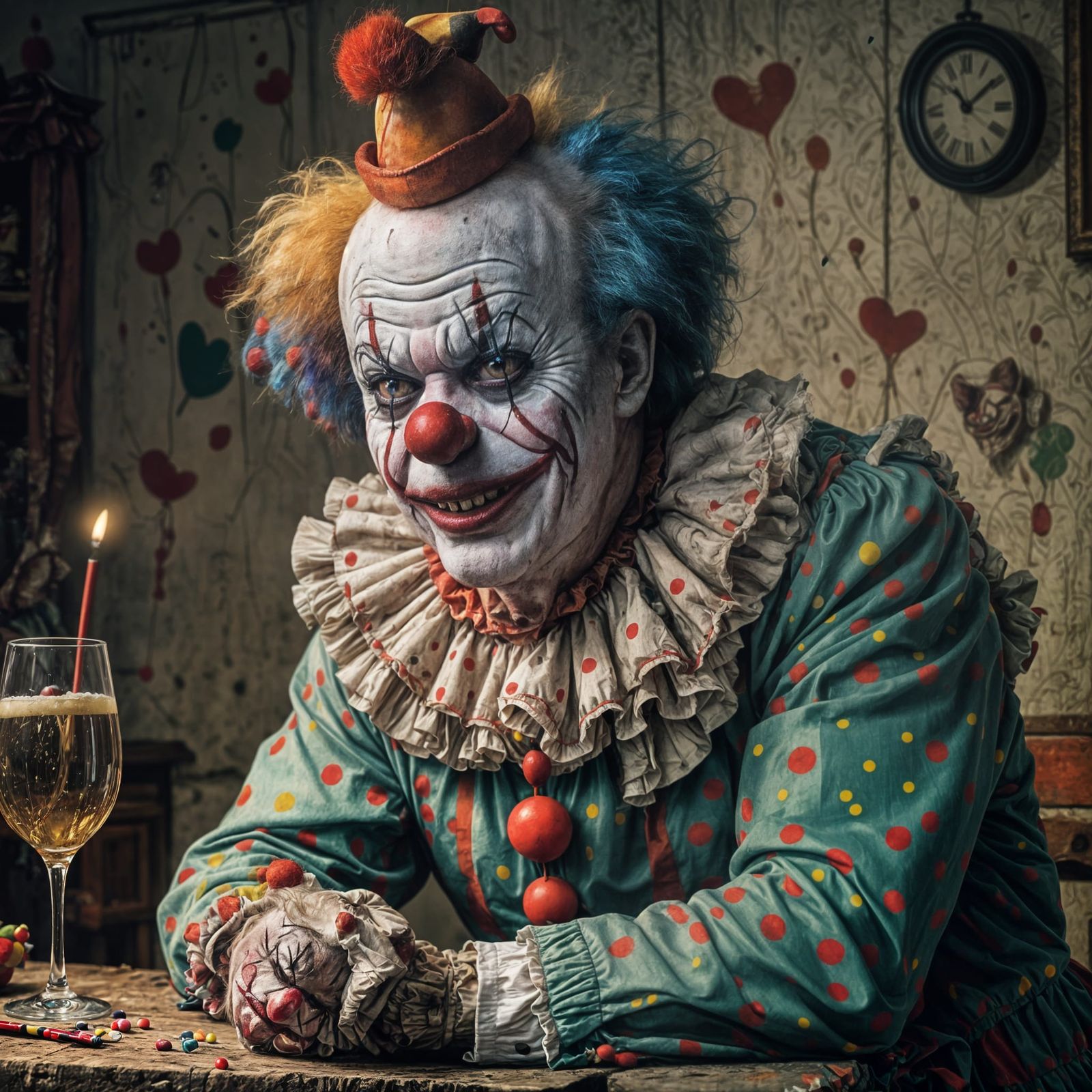 Vicious Clown in Circus Art Style