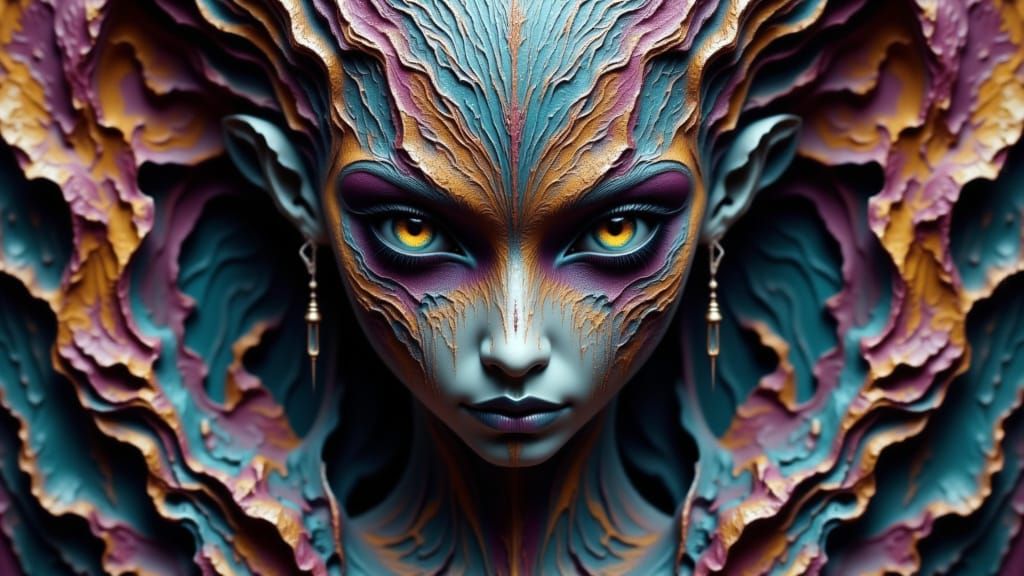 Alien Mandala Portrait in Intricate Concept Art Style