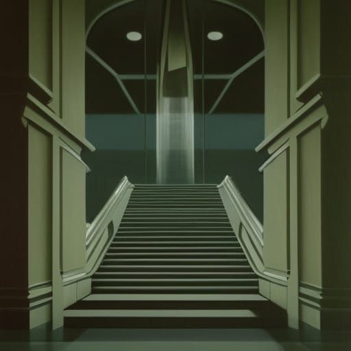 Grand Staircase to Cloudy Sky, Digital Art
