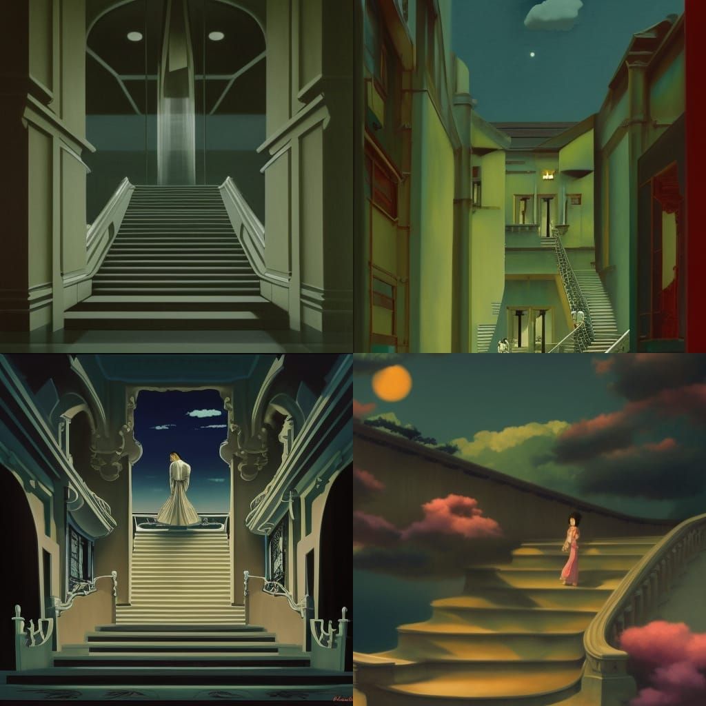 Grand Staircase to Cloudy Sky: Maximalist Digital Art