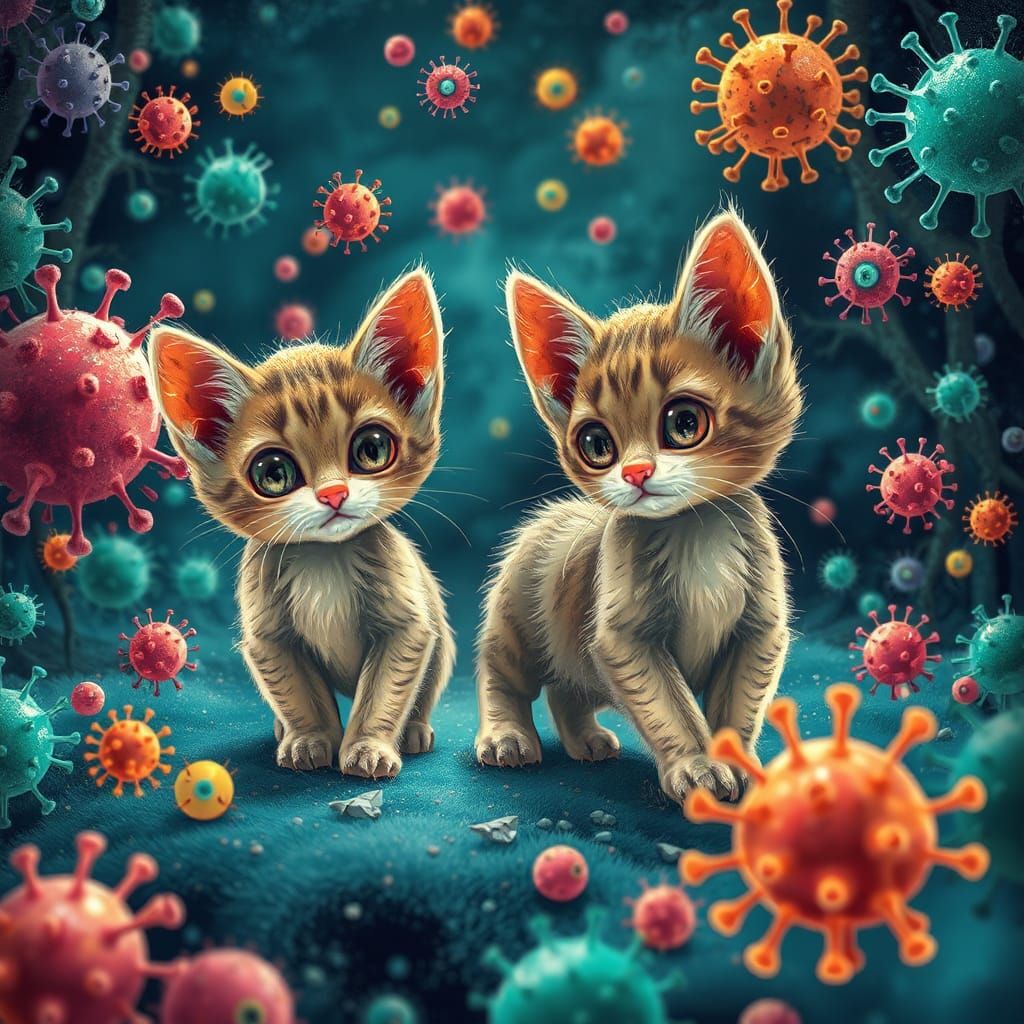 Kittens Explore a Microscopic World