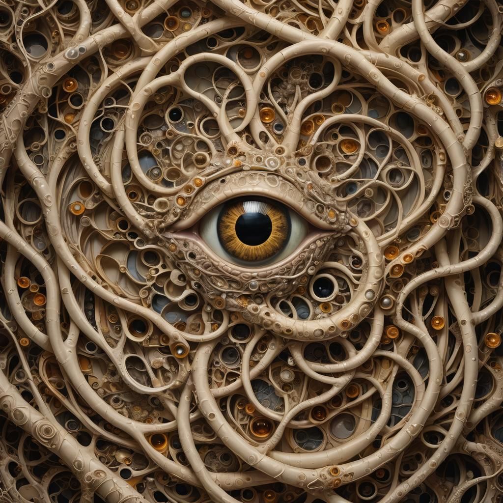 Surreal Eye Orbited in Twisted Nests: Digital Painting