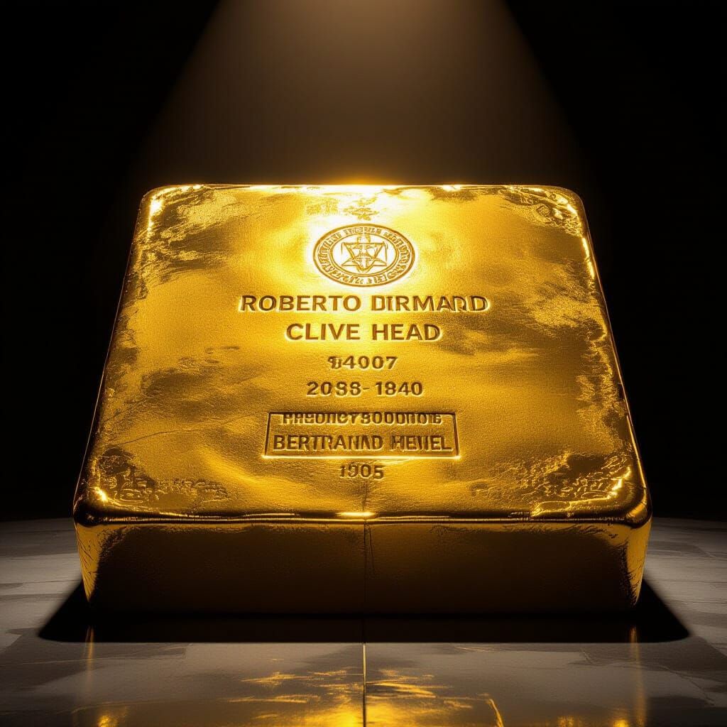 Hyperrealistic Gold Bar in Dark Vault