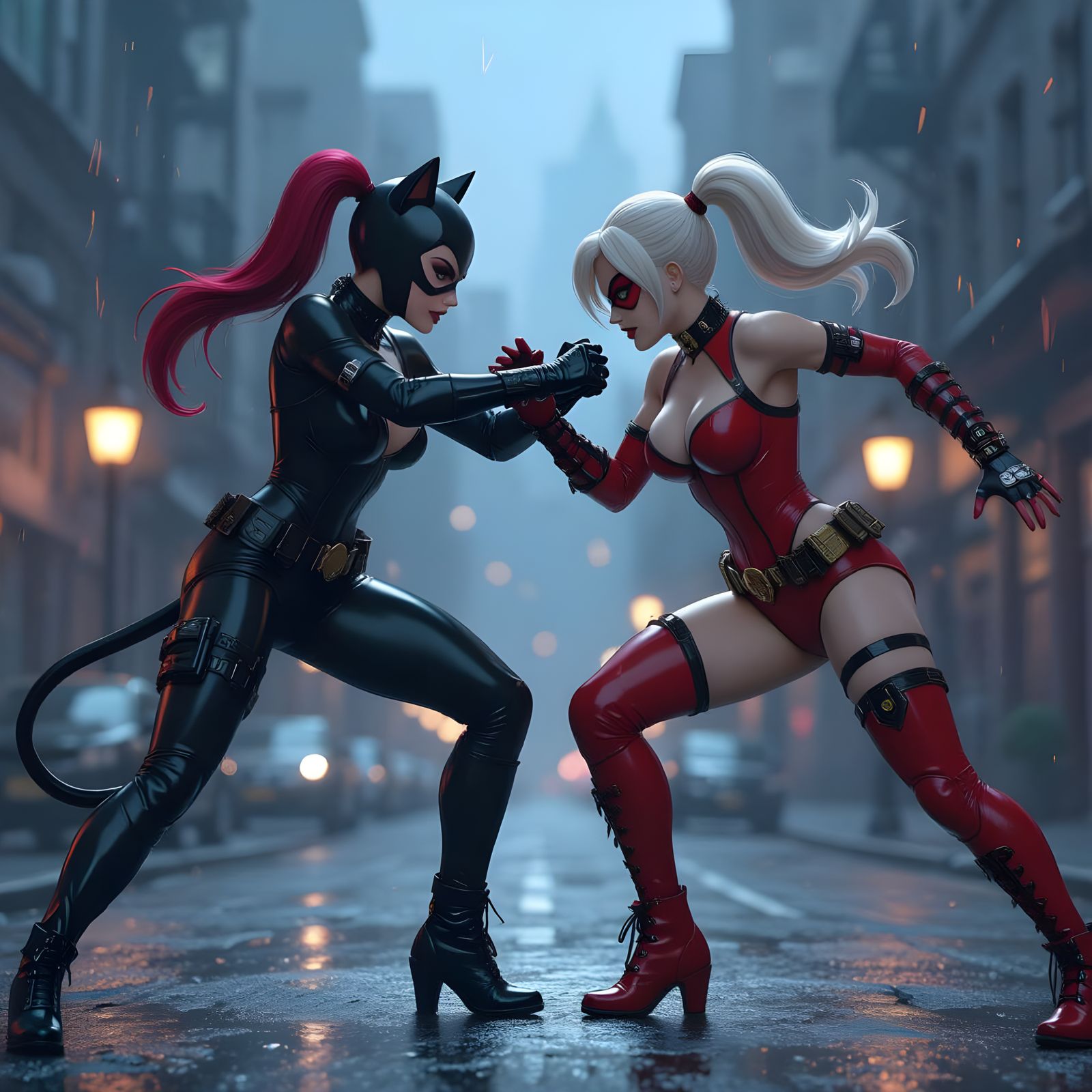 Catwoman and Harley Quinn: Gotham Anime Battle