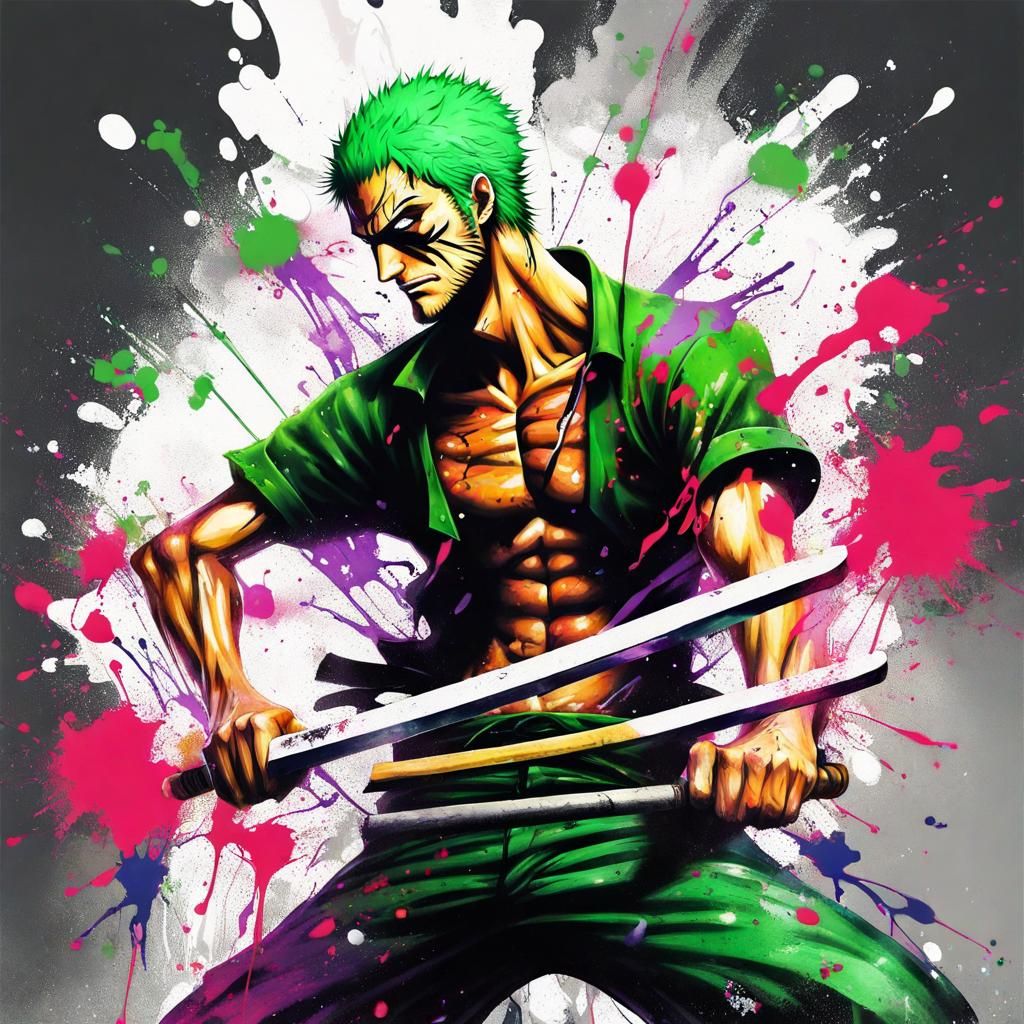 Roronoa Zoro Versus Joker in Graffiti Art