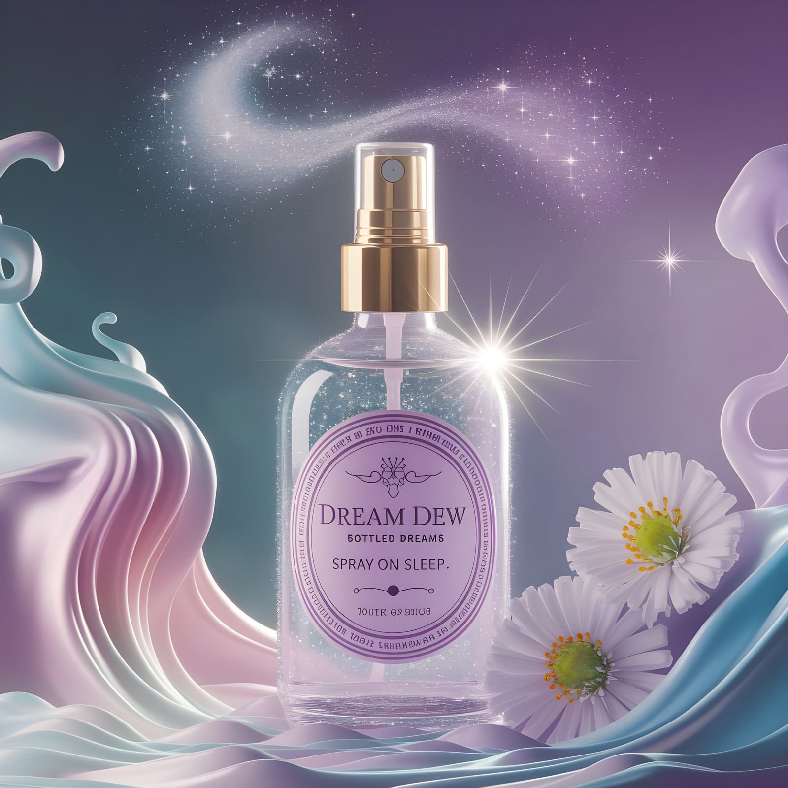 Dreamy Glass Bottle with Shimmering Mist