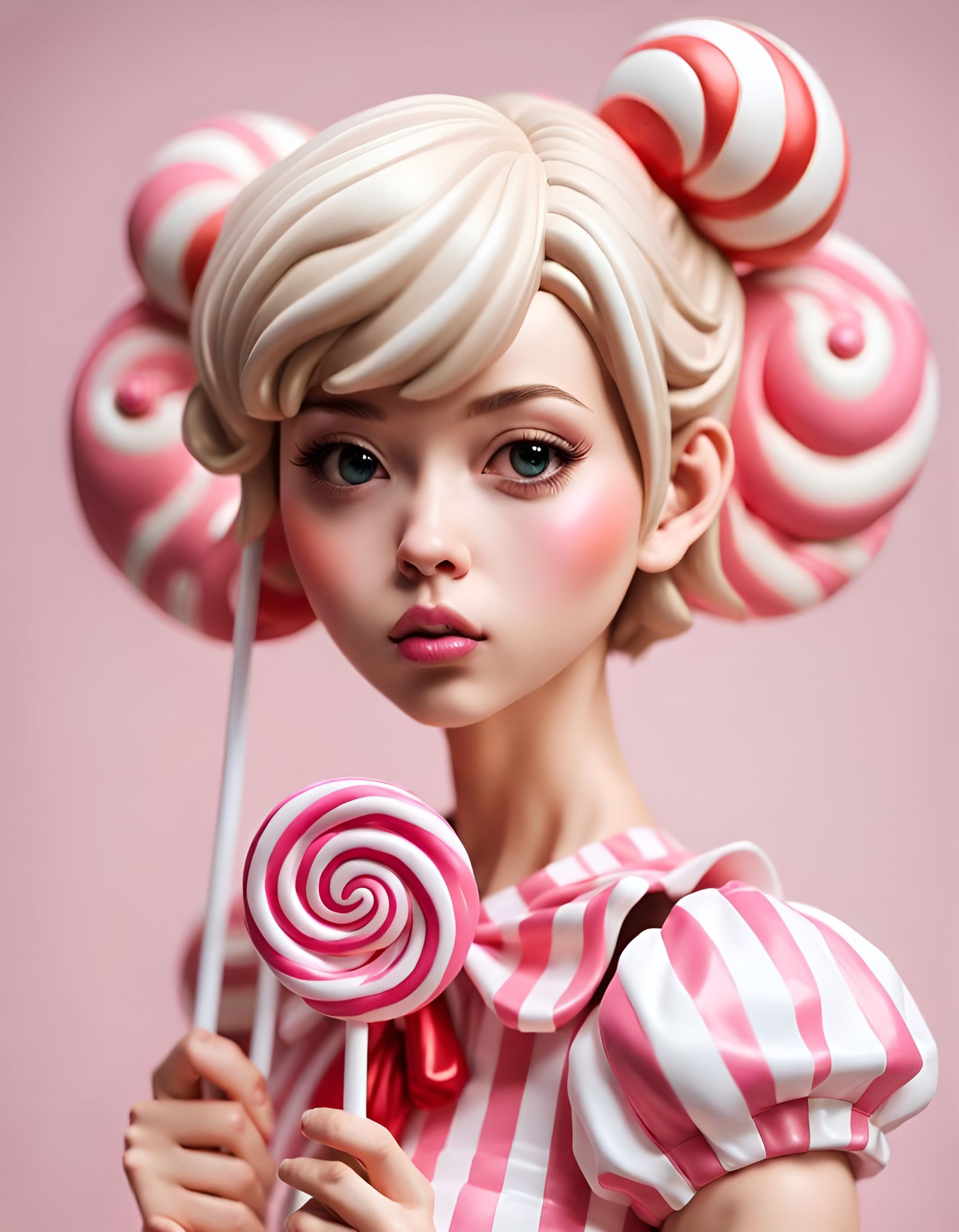 Cute Woman with Lollipop in Artgerm Style