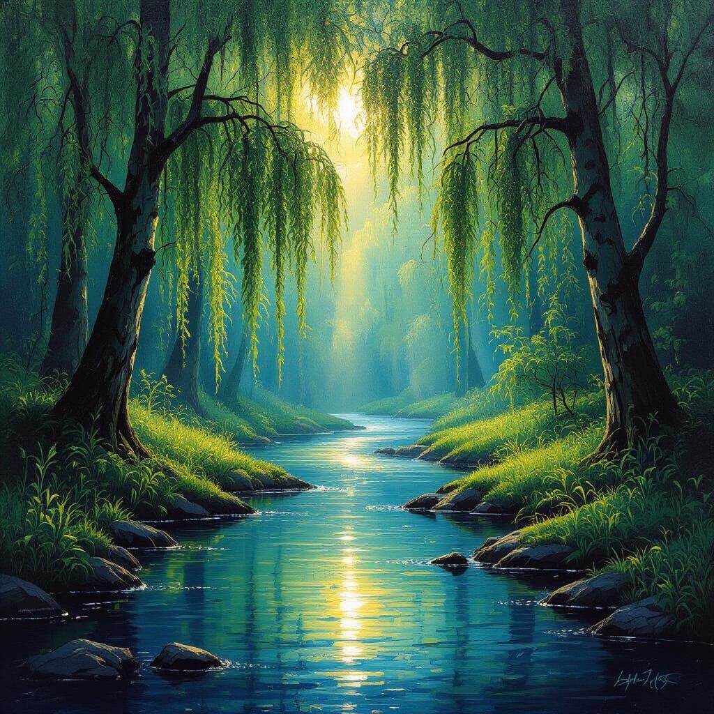 Ethereal Woodland Forest with Golden Sunlight