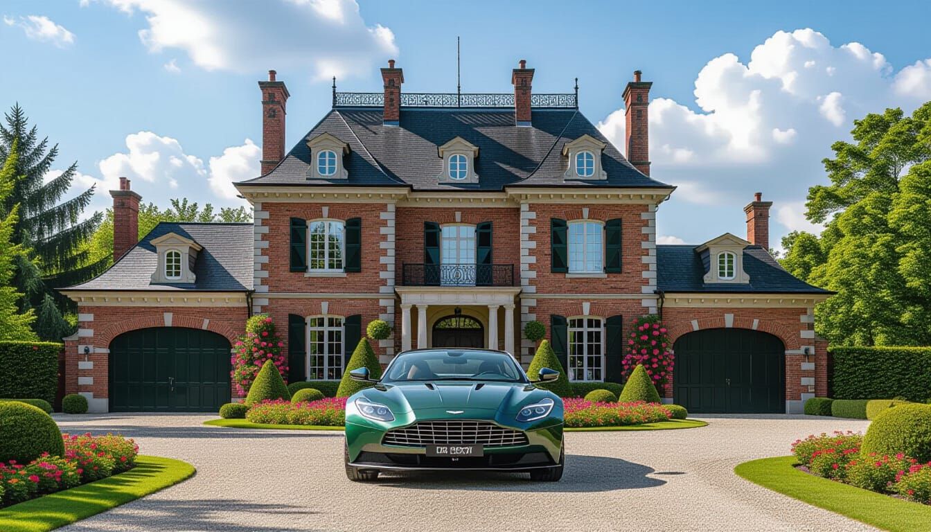 Victorian Chateau with Aston Martin in Monet Style
