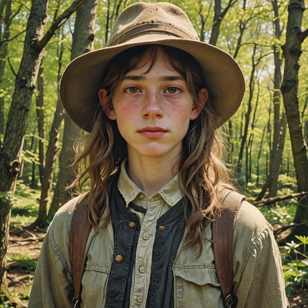 Teen in Disguise in Spring Sunlight