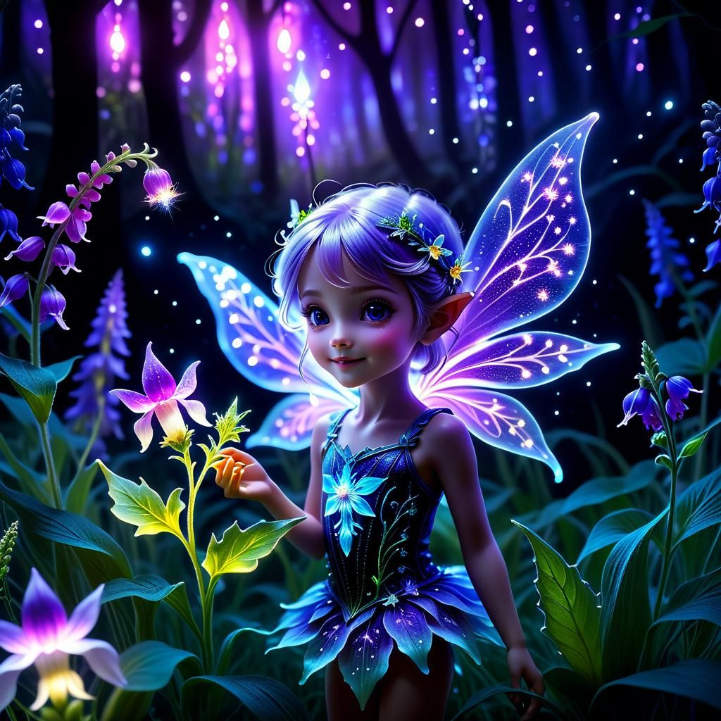 Glowing Fairy in Enchanted Glade: Kirlian Photography