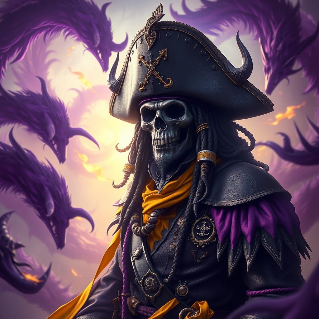 Dark Fantasy Pirate in Swirling Atmosphere