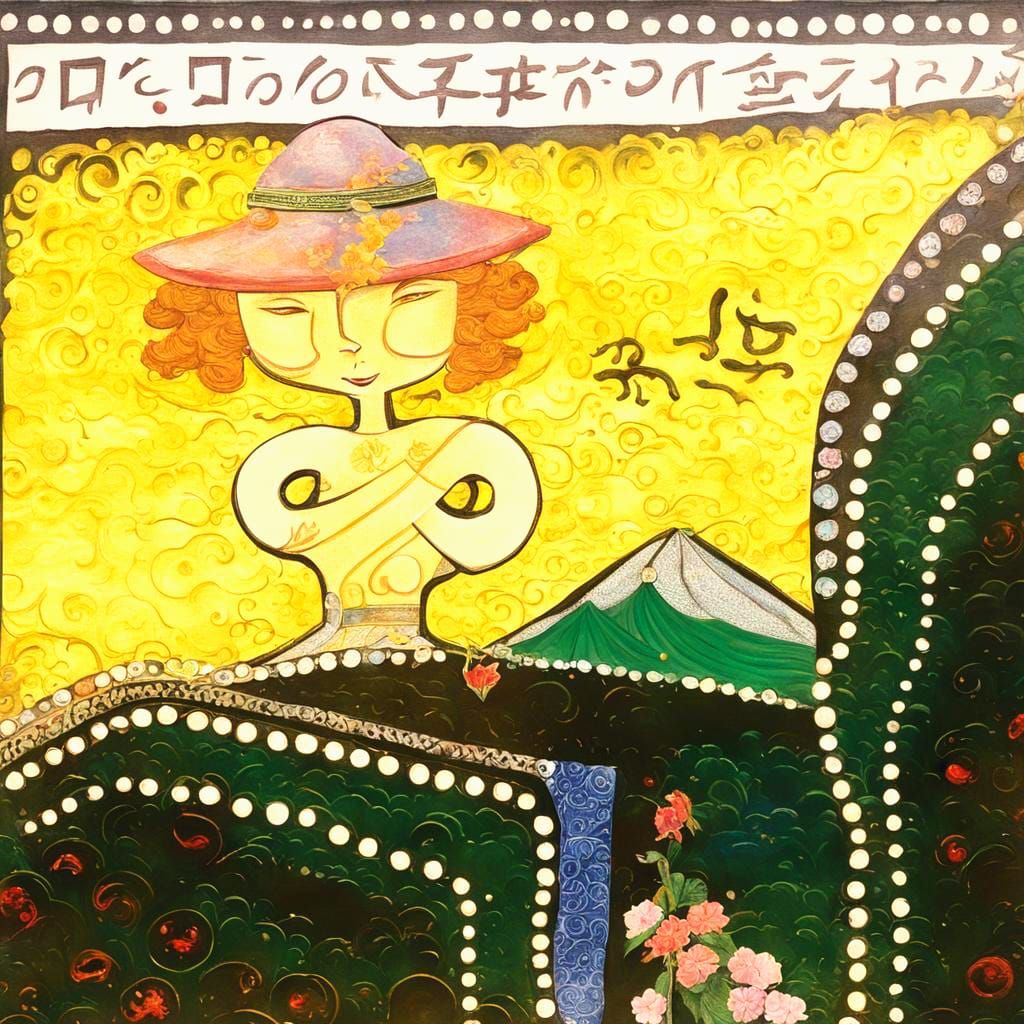 Mount Fuji Fashion Hat in Embossed Style