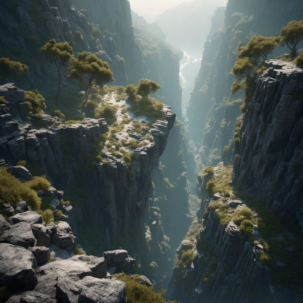 <lora:Depth:1.0> Looking straight down a dizzying precipice from the very edge