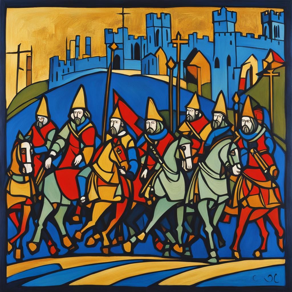 Chaucer Leads Pilgrims to Canterbury: Abstract Art