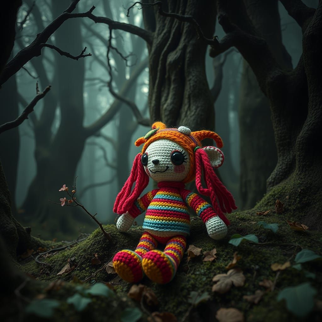 Crocheted Toy Lost in Mystical Forest