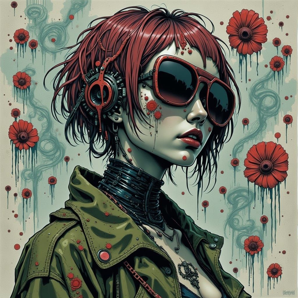 Cyberpunk Girl Born on the Cusp in a Neon-Lit Future