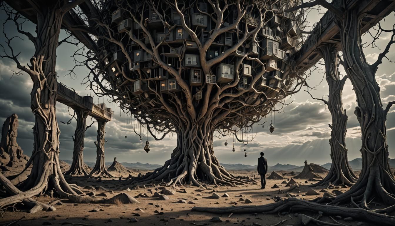 Surreal Exploration of Isolation in Hyperrealistic Style