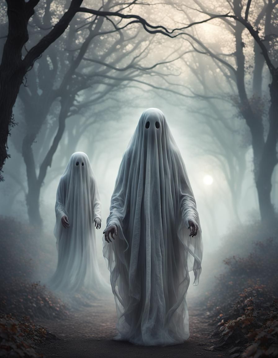 Ethereal Ghostly Figures in Hyperrealistic Style