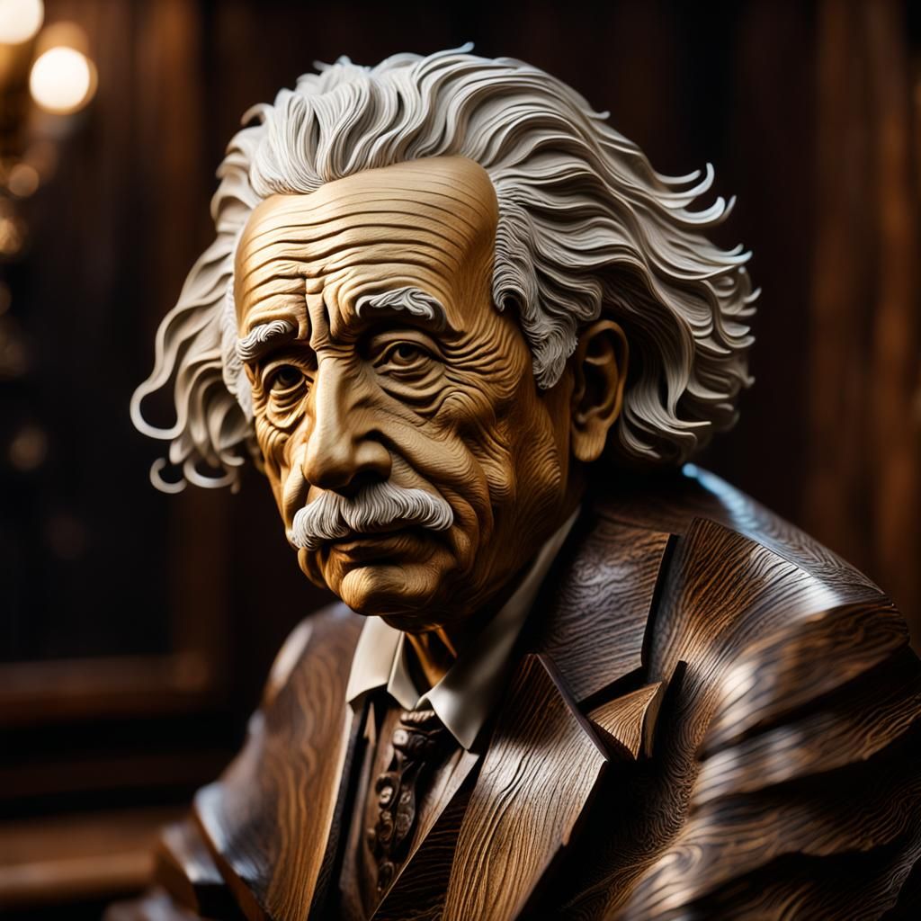 Surrealist Sculpture of a Scientist in Chiaroscuro