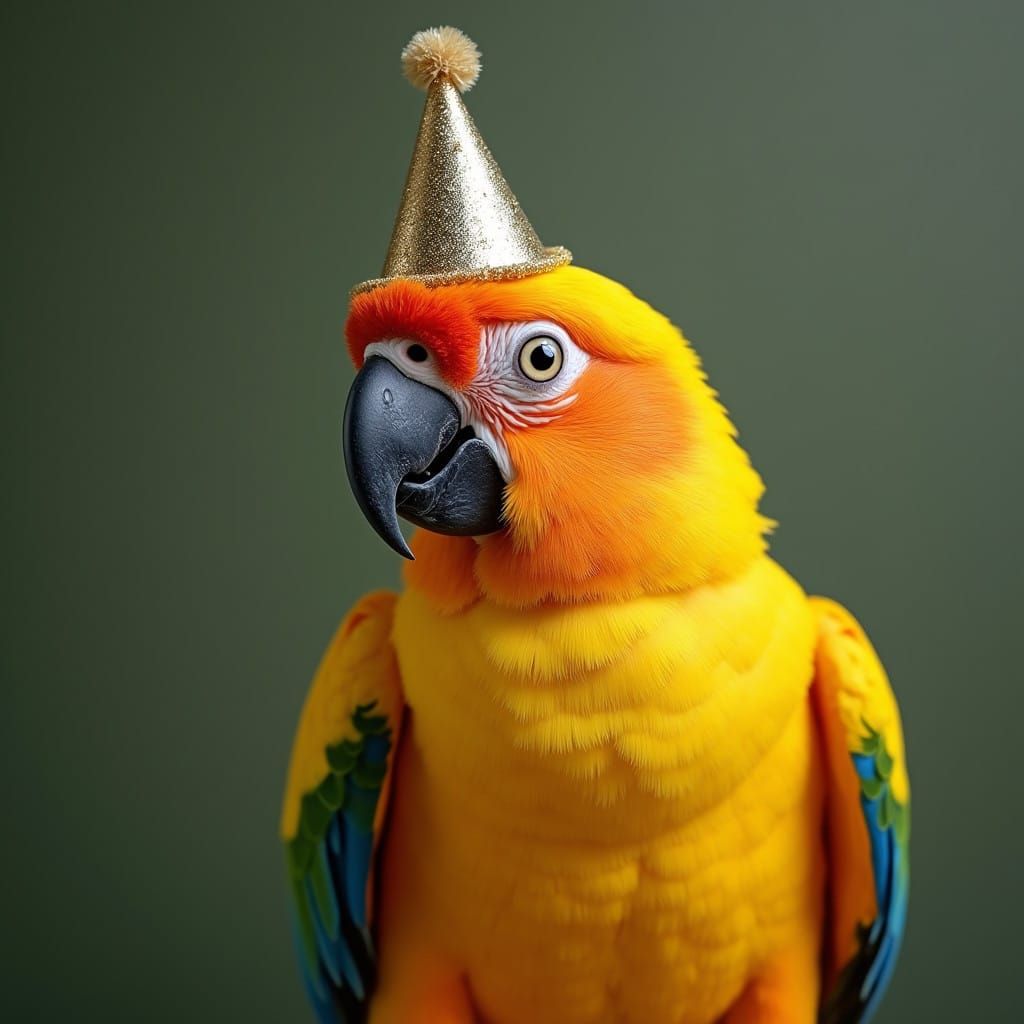 Vibrant Parrot Celebrates New Year's in Style