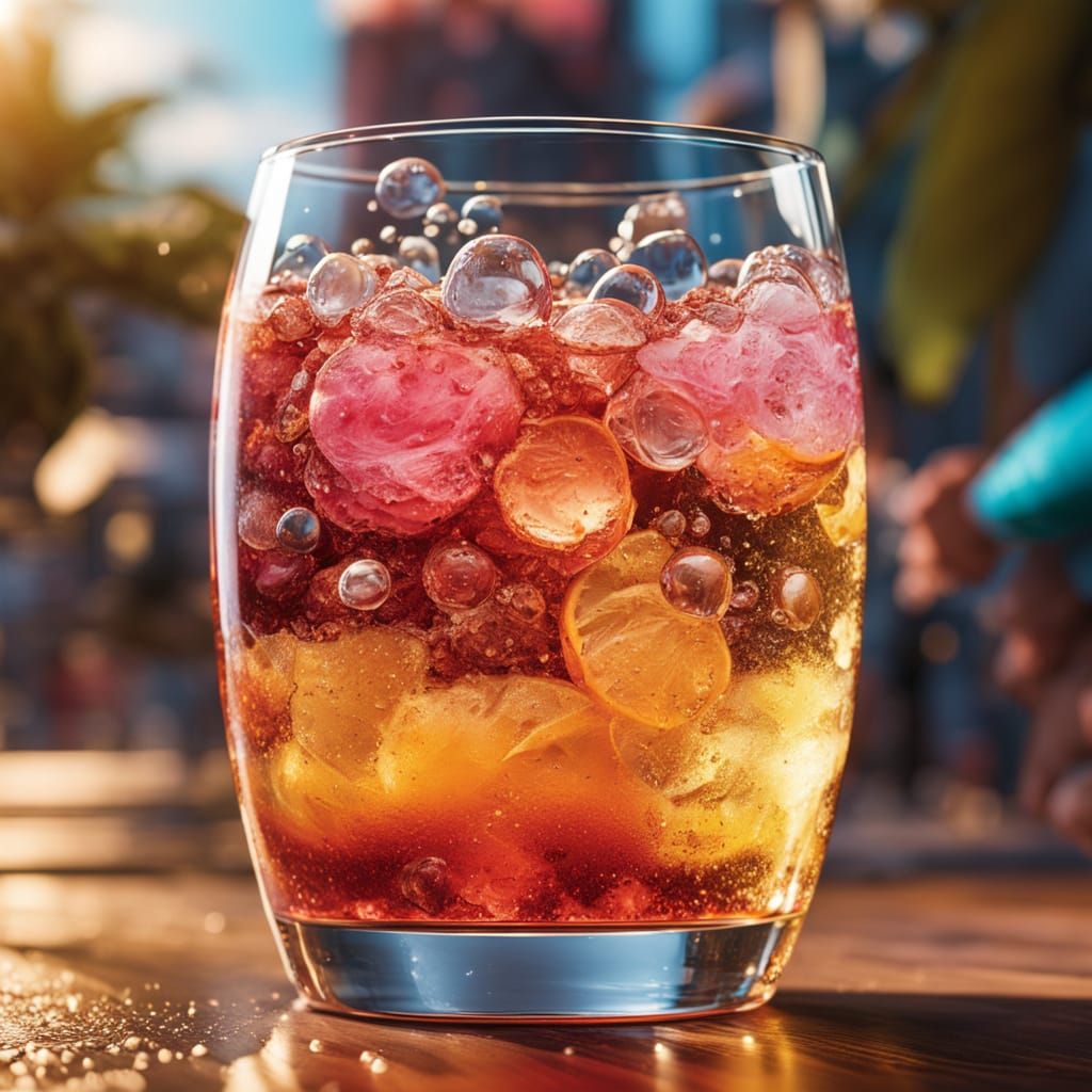 Vibrant Summer Soda in Close-Up, Fizzy Foam and Sparkling Li...